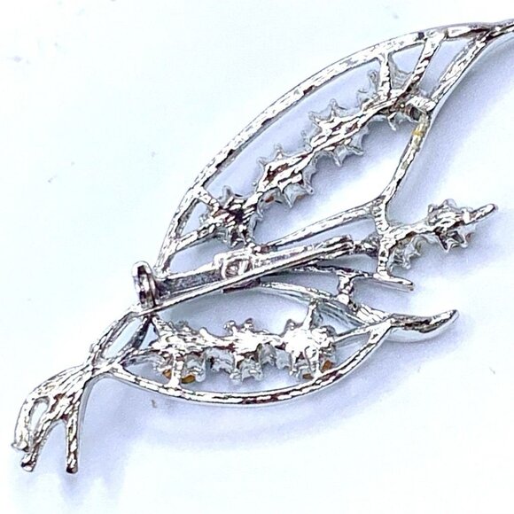 Vintage Pin Brooch Earrings Clip On Blue Rhinestone Prong Set Jewelry Set 3pc - Picture 6 of 9